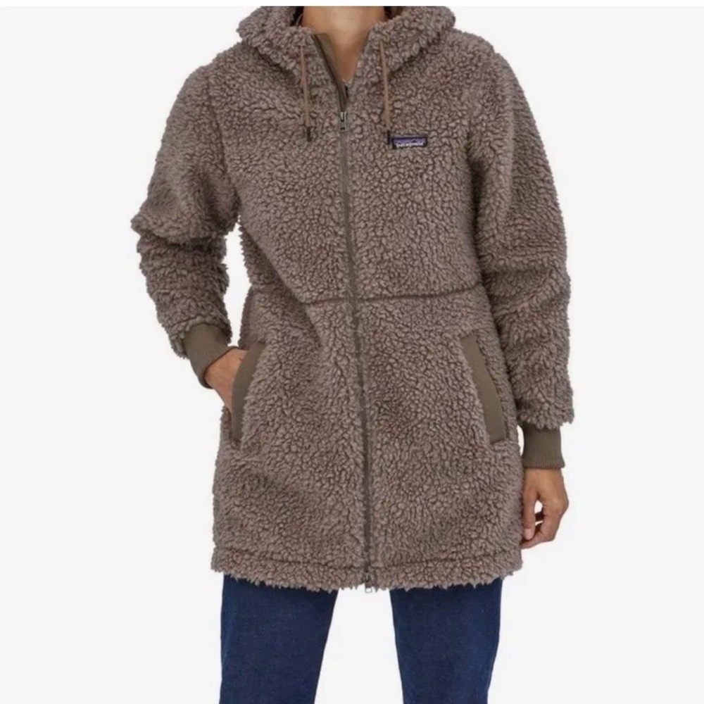 Patagonia Dusty Mesa Parka Jacket Large Taupe High Pile Teddy Fleece